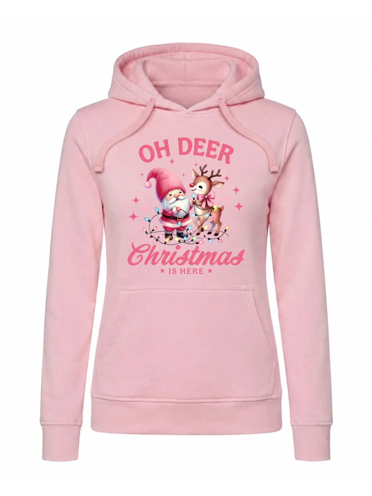 Bluza damska z kapturem świąteczna - Oh deer Christmas is here BN59