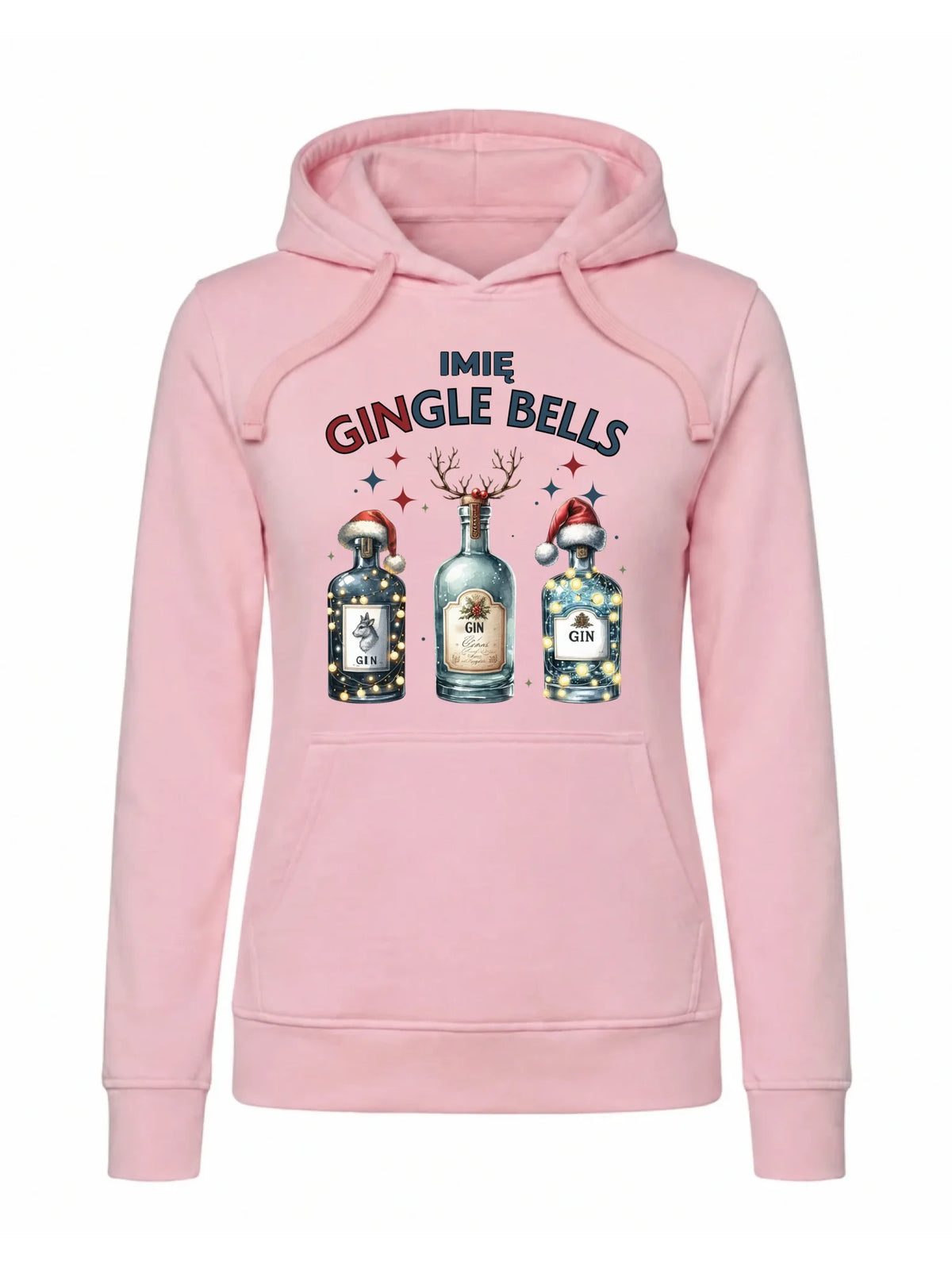 Bluza damska z kapturem świąteczna - Gin Gingle bells - personalizowana BN68