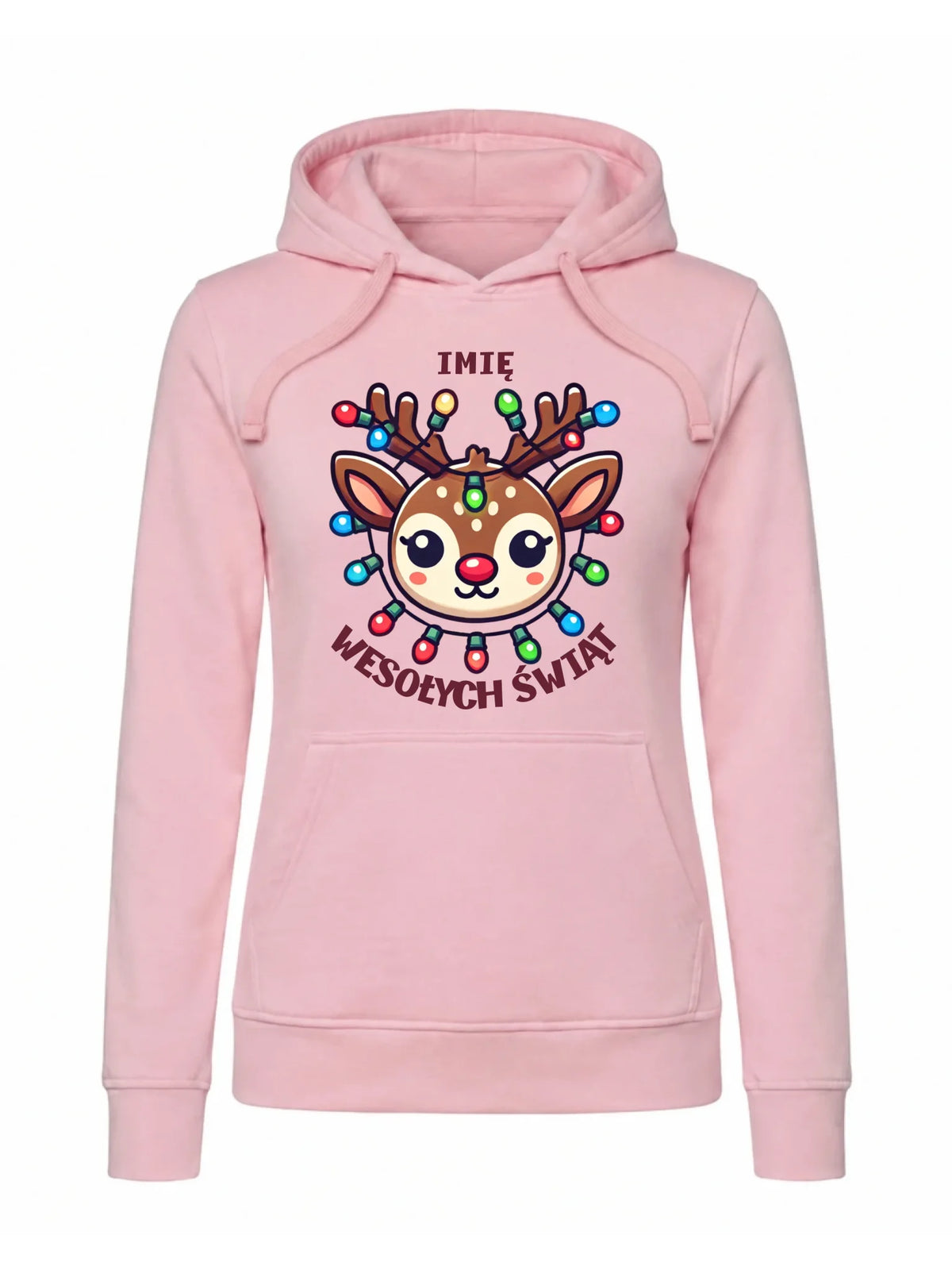 Bluza damska z kapturem świąteczna - Renifer Wesołych Świąt - personalizowana BN72