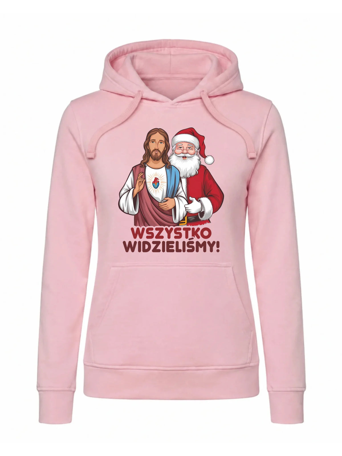 Bluza damska z kapturem świąteczna - Jezus i Mikołaj Wszystko widzieliśmy BN89