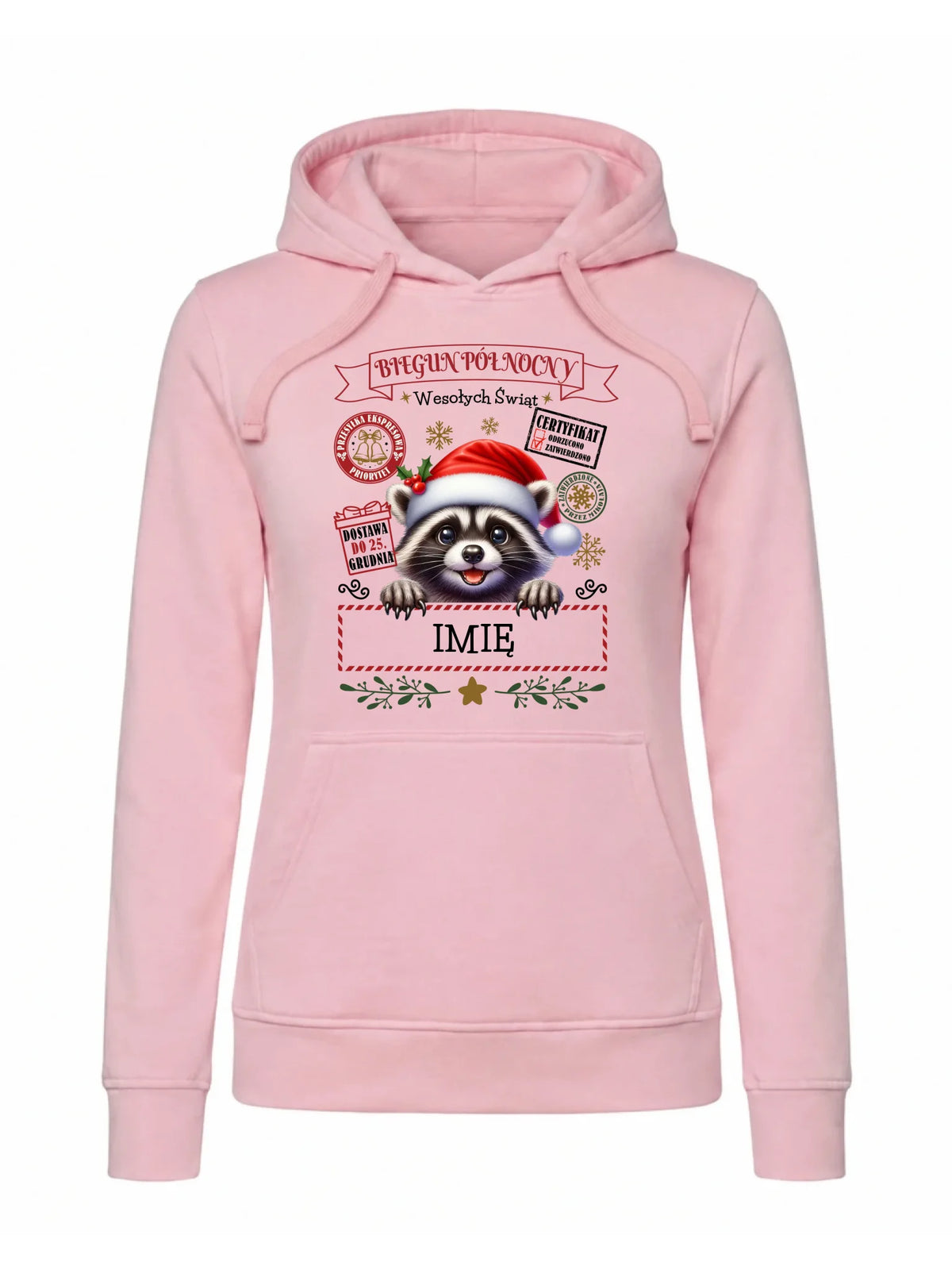 Bluza damska z kapturem świąteczna - Szop Paczka od Mikołaja - personalizowana BN145