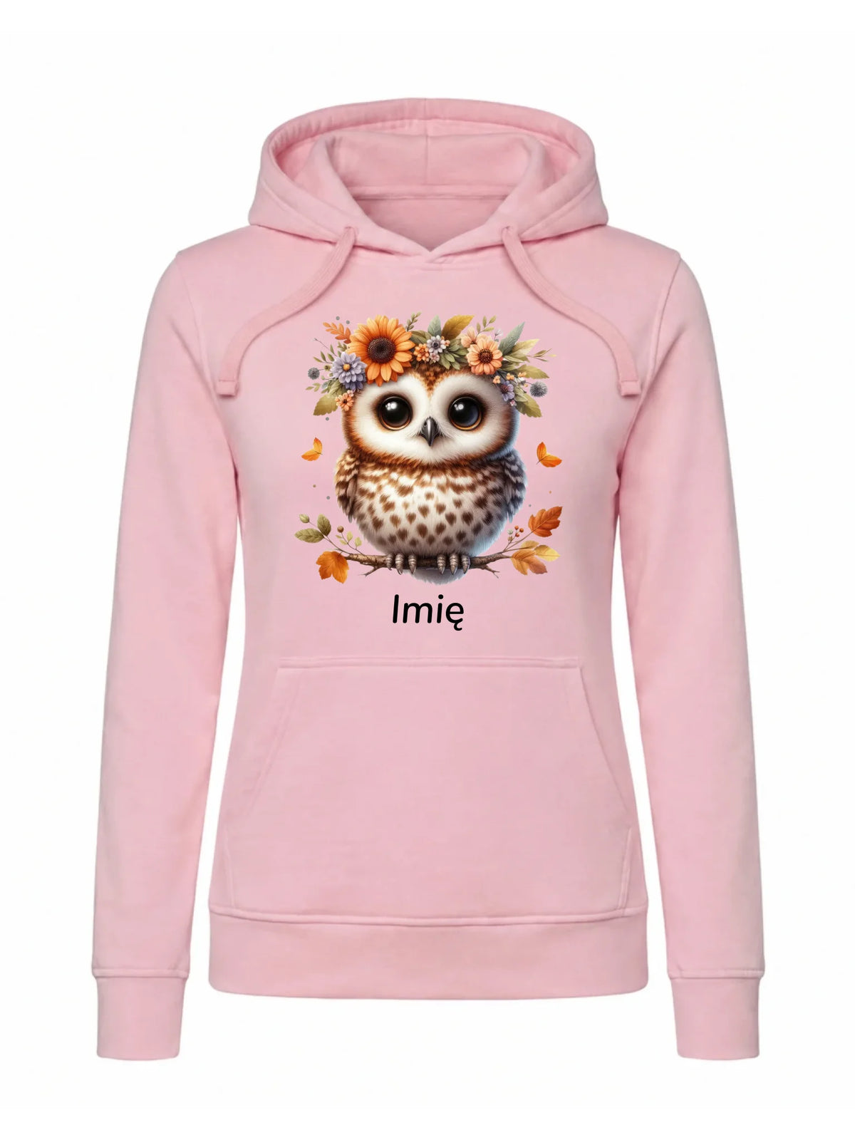Bluza damska z kapturem jesienna - Sowa w kwiatach JS32