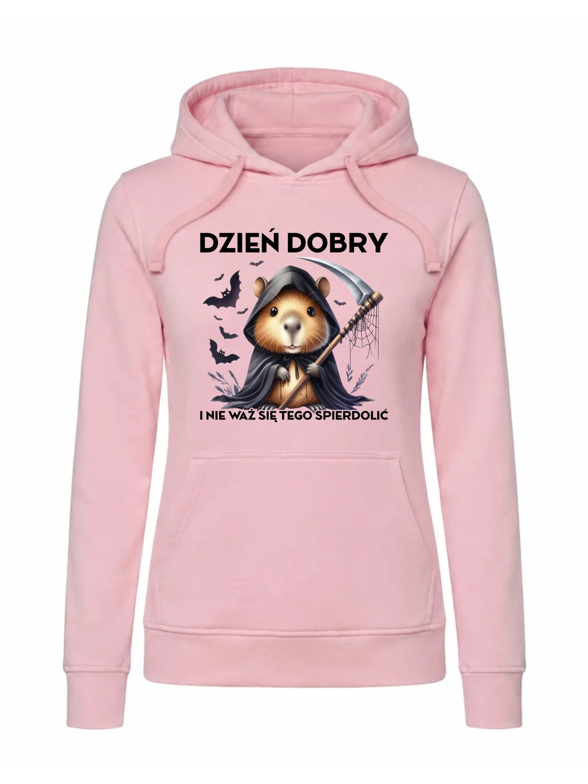 Bluza damska z kapturem na halloween - Kapibara Żniwiarz - Dzień dobry - bez cenzury HL20