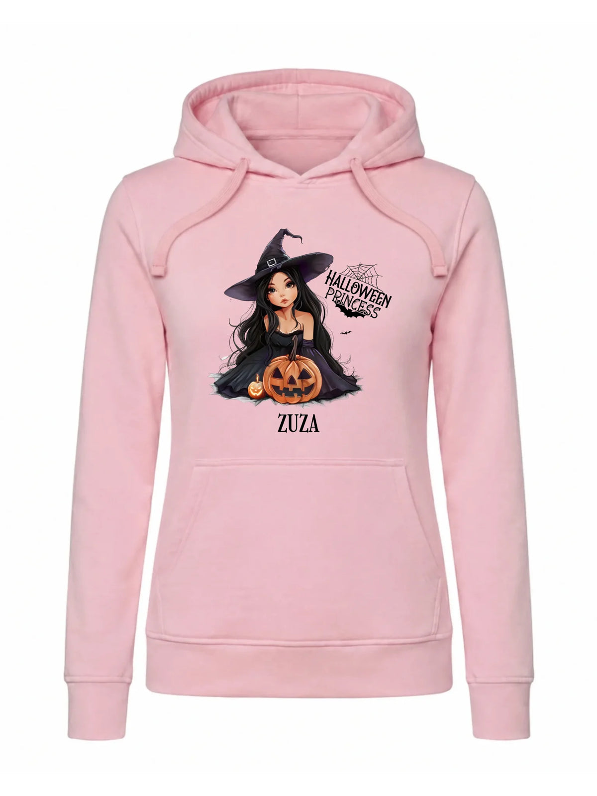 Bluza damska z kapturem halloweenowa - Czarownica z dynią - personalizowana HL10