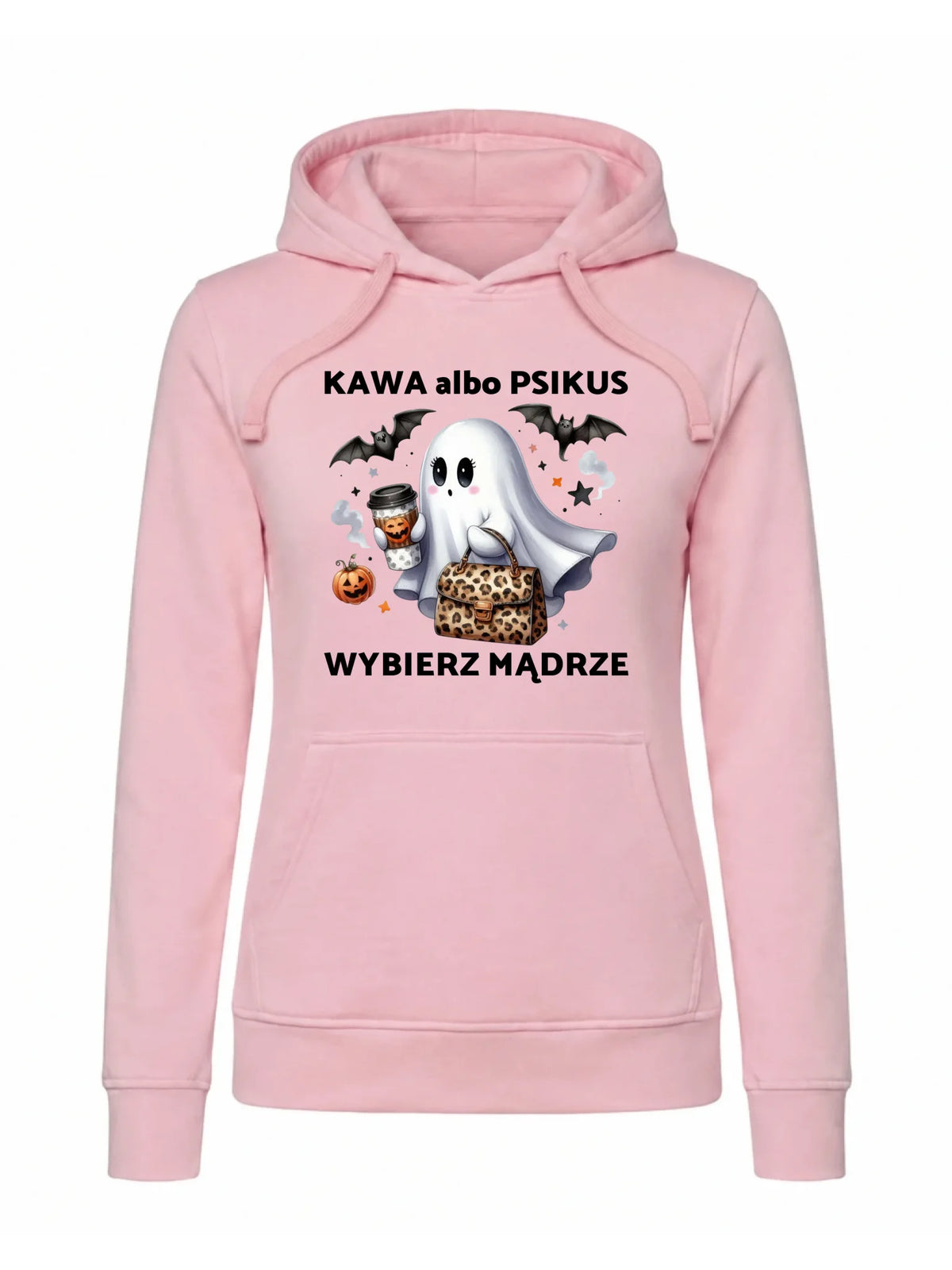 Bluza damska z kapturem halloweenowa - Duch - Kawa albo psikus HL07