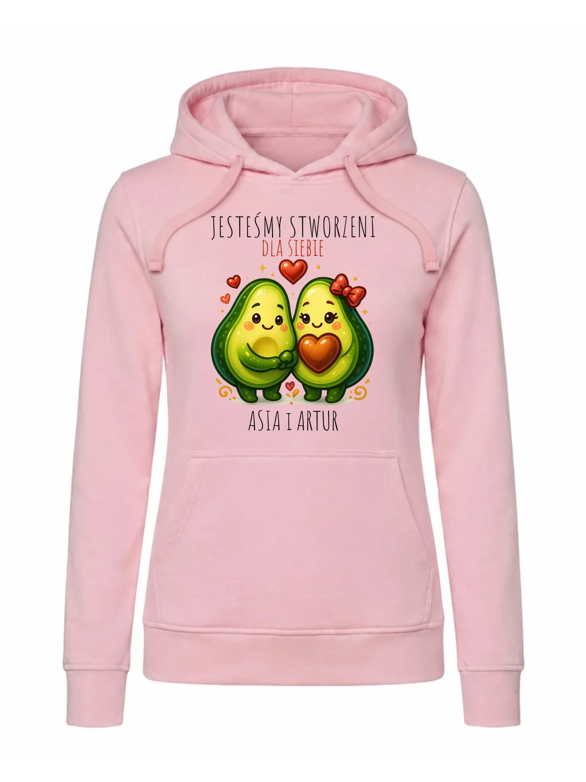 Bluza damska z kapturem - Awokado Stworzeni dla siebie - personalizowana W91