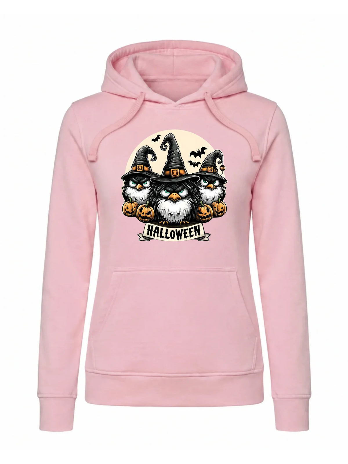 Bluza damska z kapturem na Halloween - Upiorne sowy wiedźmy HL15