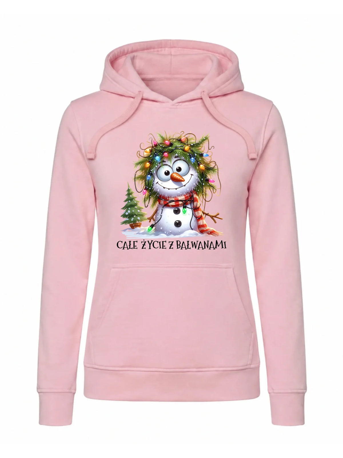 Bluza damska z kapturem świąteczna - Całe życie z bałwanami BN125