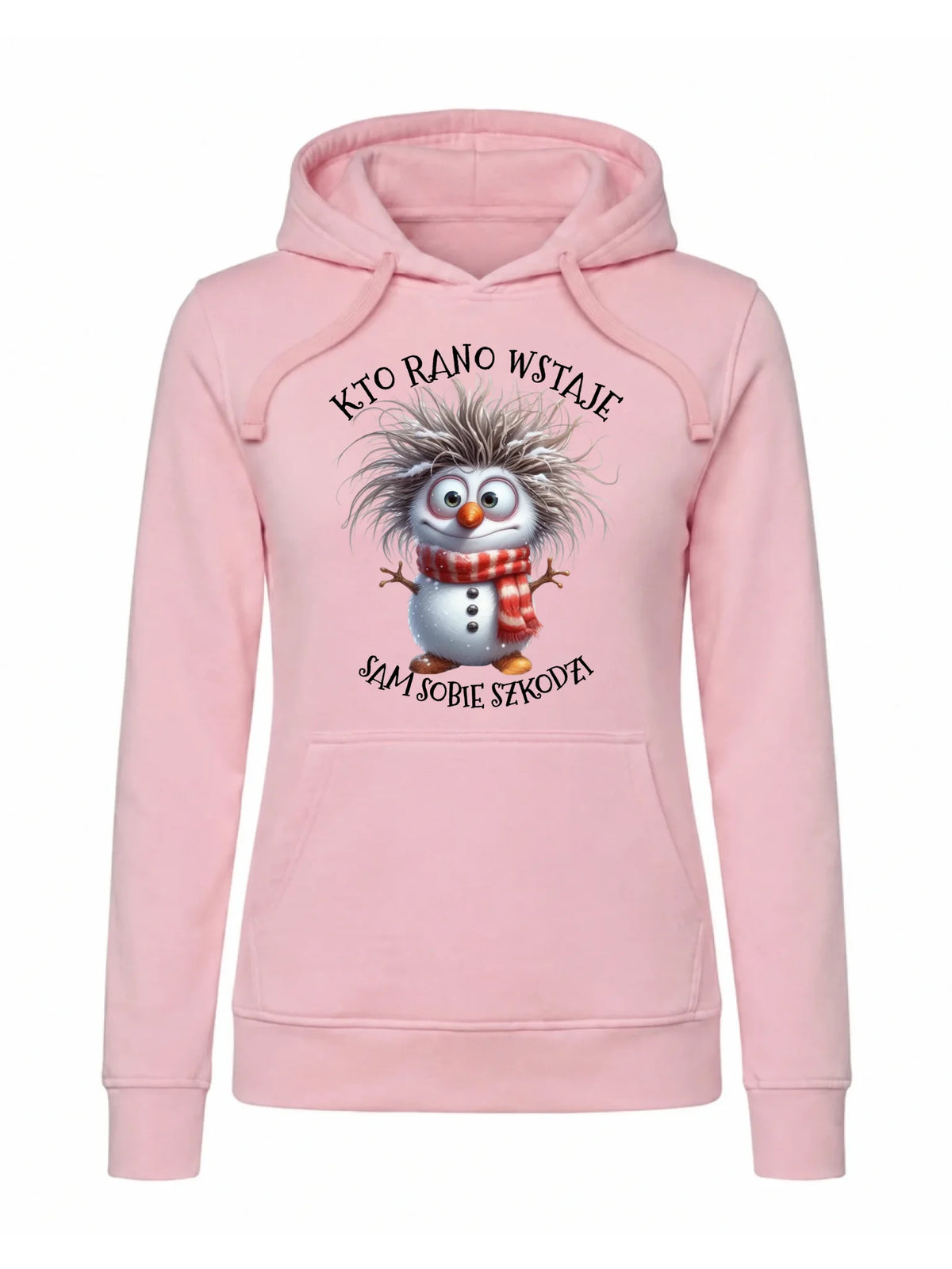 Bluza damska z kapturem świąteczna - Bałwanek - Kto rano wstaje sam sobie szkodzi BN133
