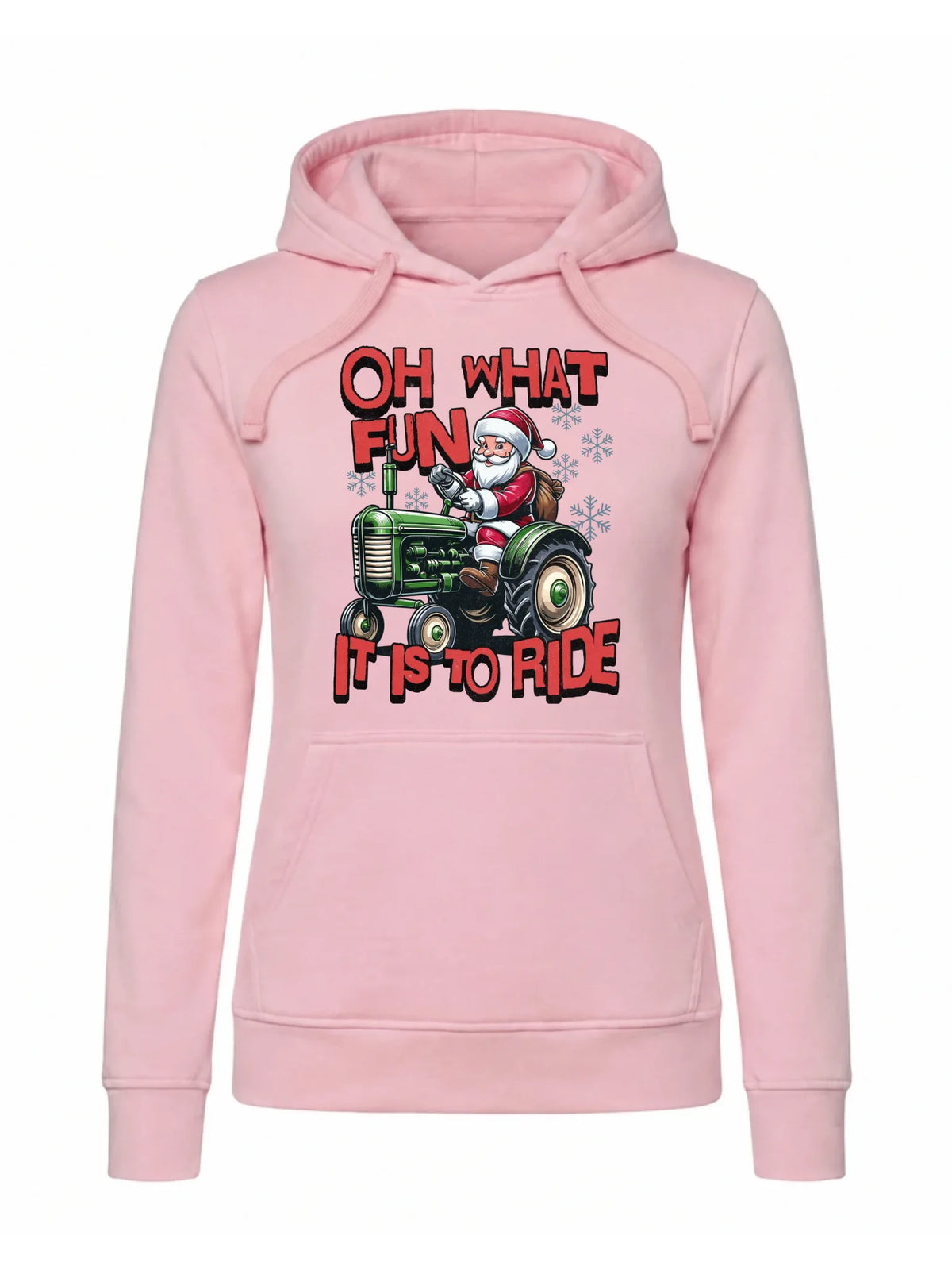 Bluza damska z kapturem świąteczna - Mikołaj na traktorze - Oh what fun BN48