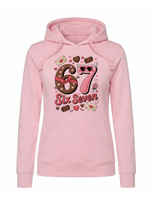 Bluza damska z kapturem - Miłość Six Seven 67 W72