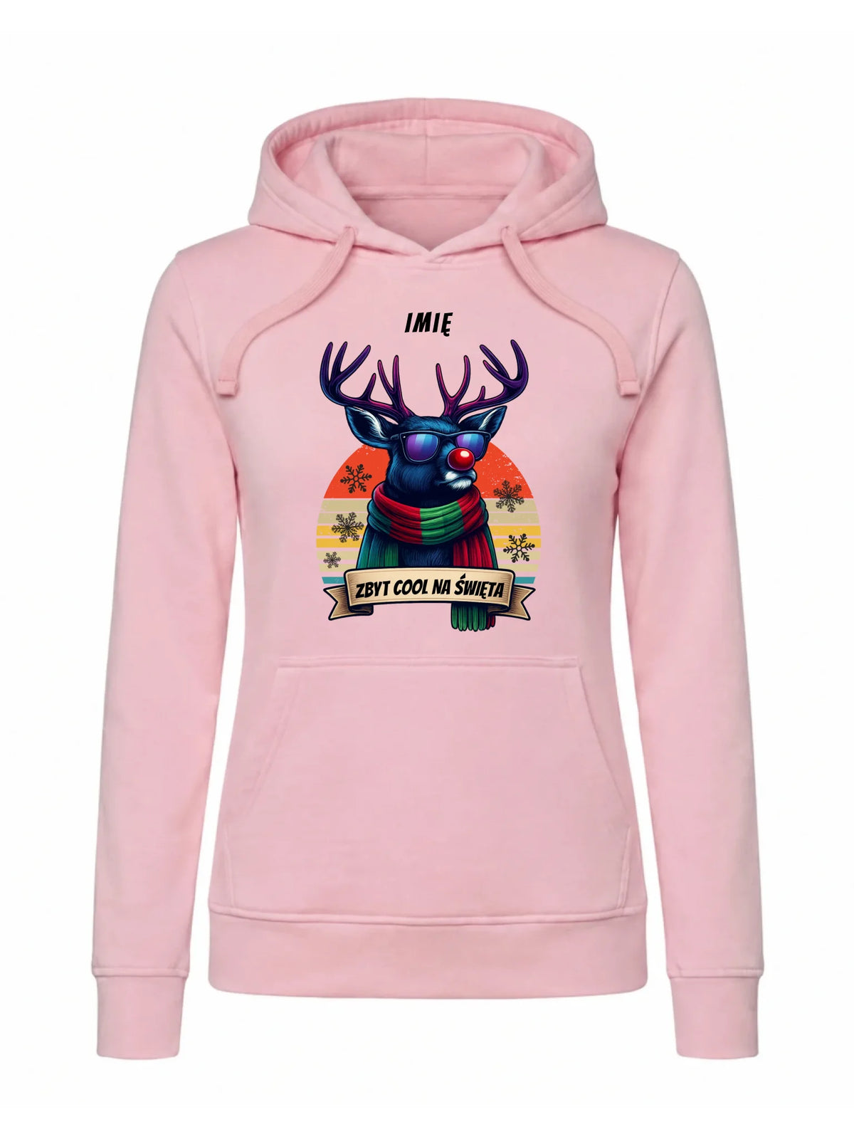 Bluza damska z kapturem świąteczna z reniferem - Zbyt cool na święta - personalizowana BN128