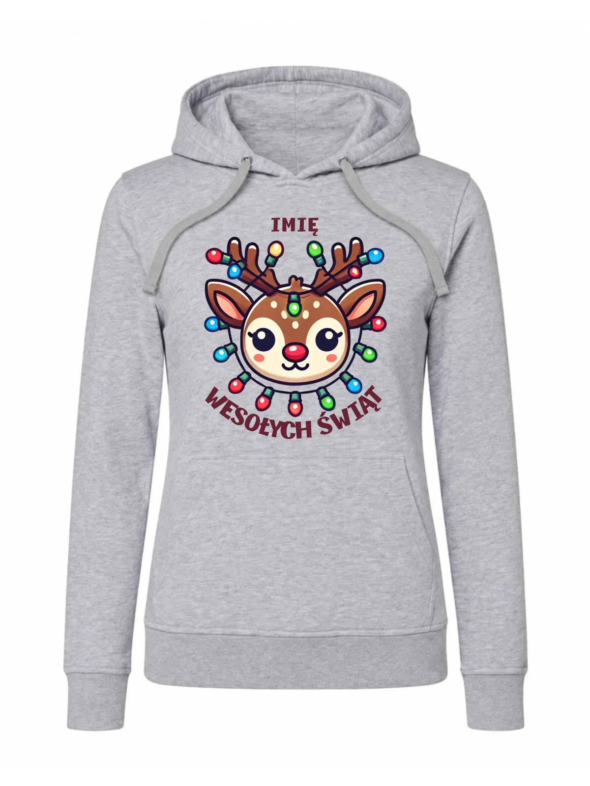 Bluza damska z kapturem świąteczna - Renifer Wesołych Świąt - personalizowana BN72