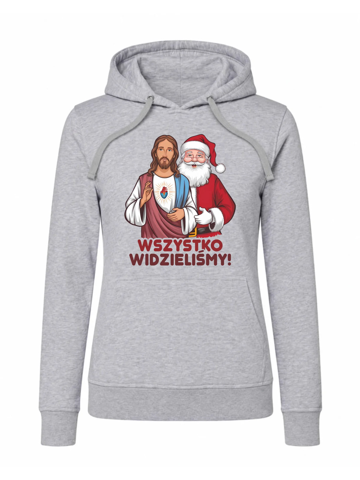 Bluza damska z kapturem świąteczna - Jezus i Mikołaj Wszystko widzieliśmy BN89