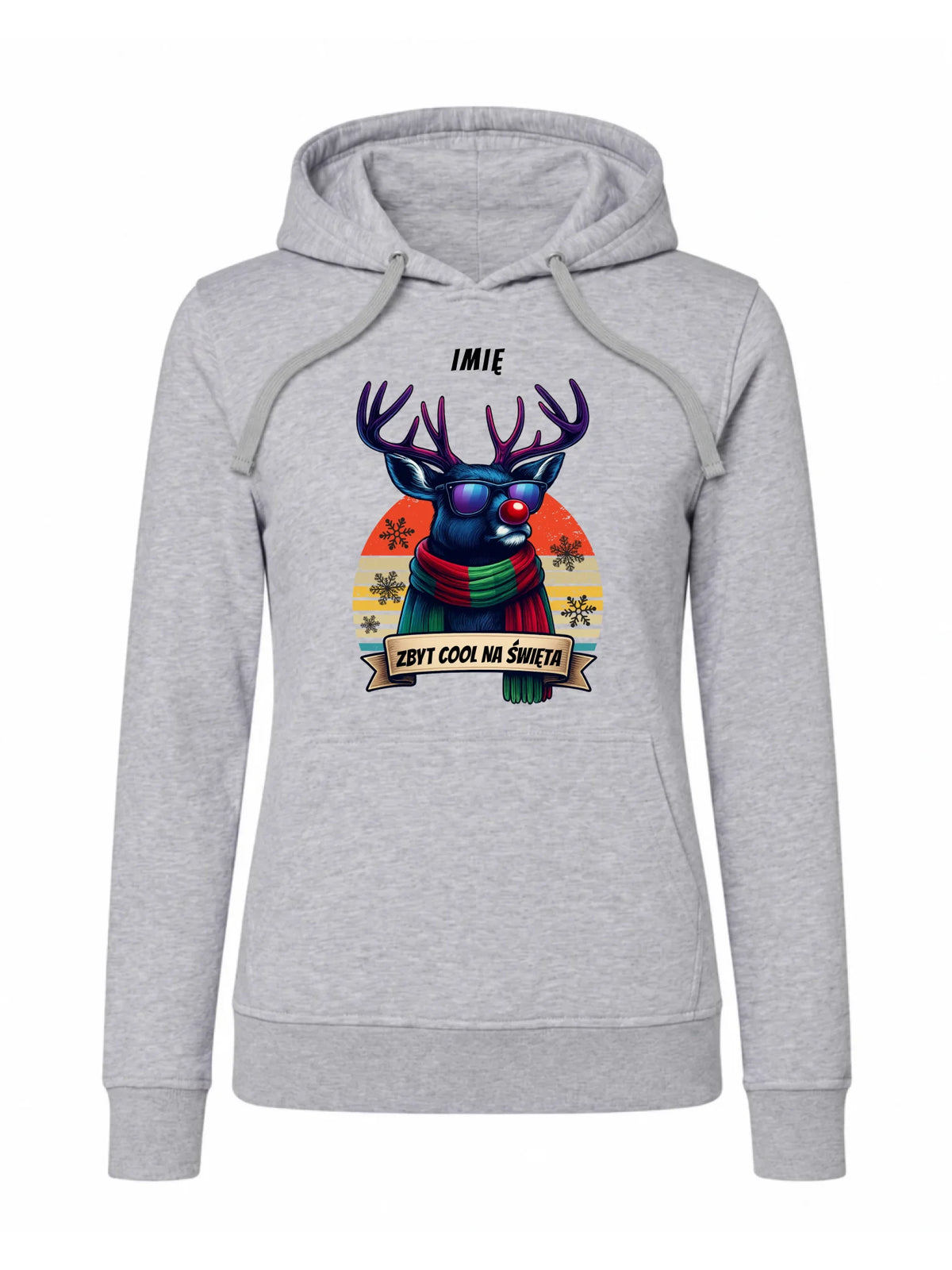 Bluza damska z kapturem świąteczna z reniferem - Zbyt cool na święta - personalizowana BN128