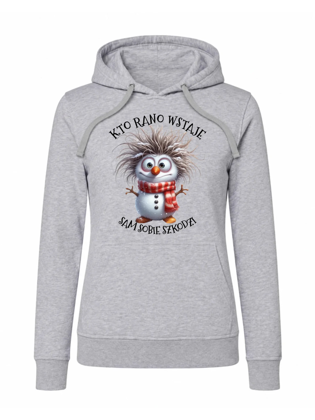 Bluza damska z kapturem świąteczna - Bałwanek - Kto rano wstaje sam sobie szkodzi BN133