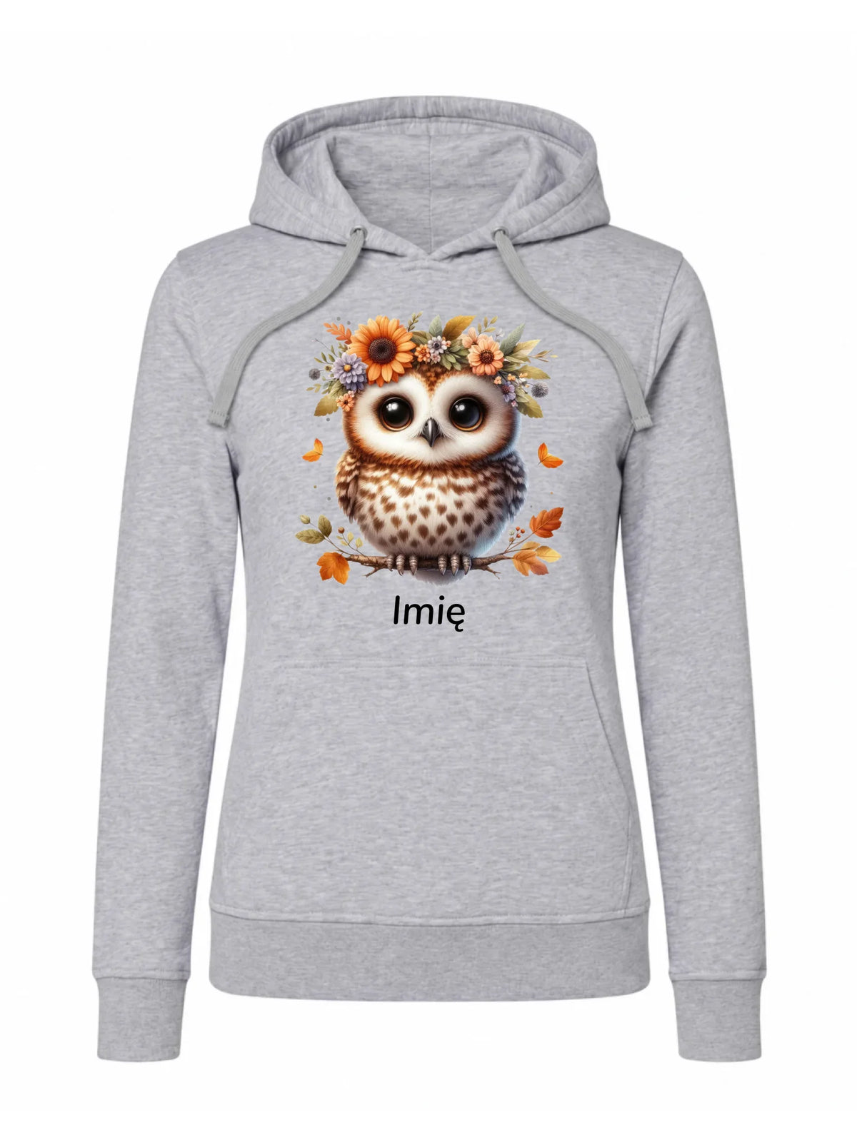 Bluza damska z kapturem jesienna - Sowa w kwiatach JS32