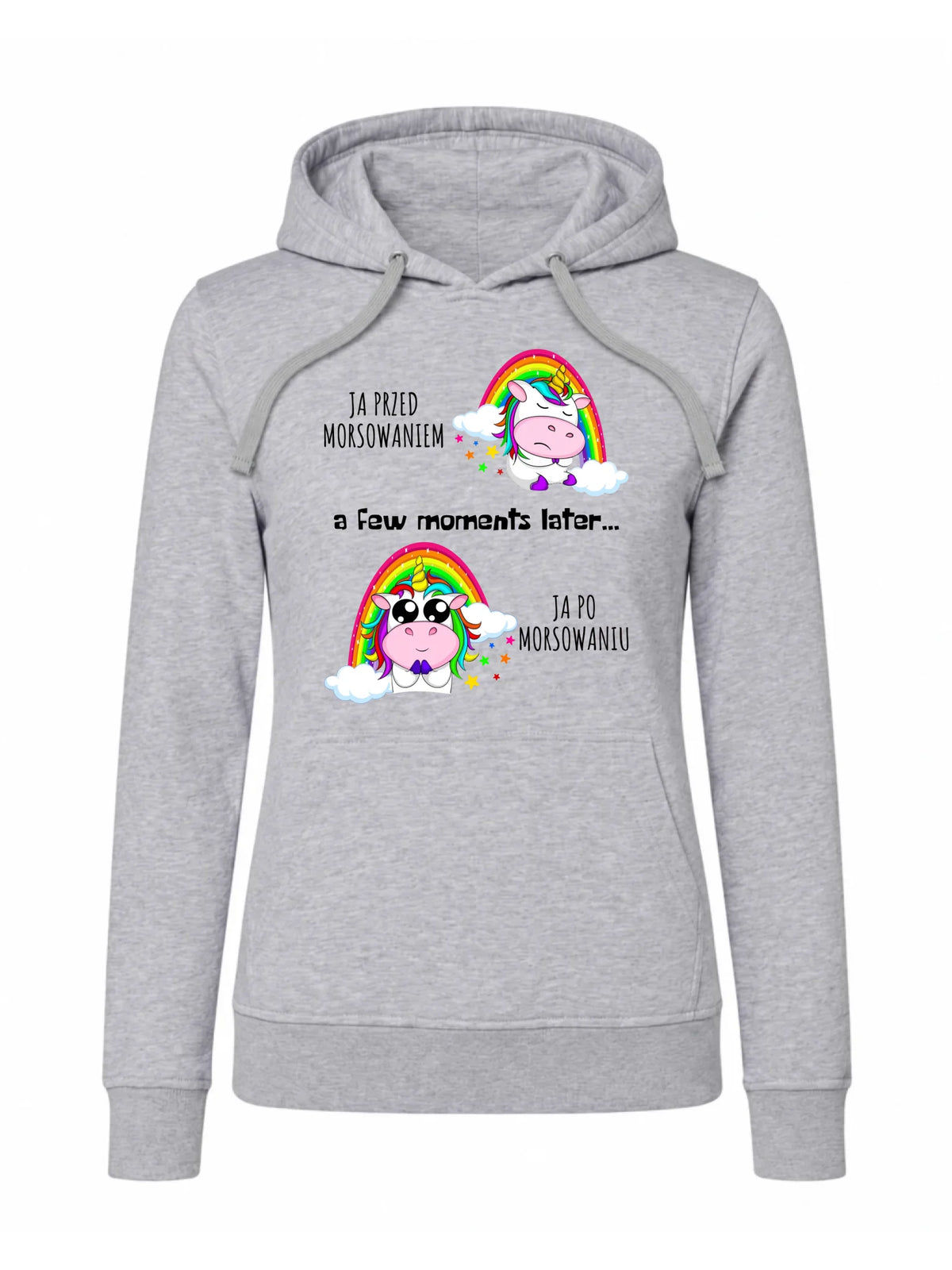 Bluza damska z kapturem - prezent dla morsa - Jednorożec - Ja po morsowaniu HM11