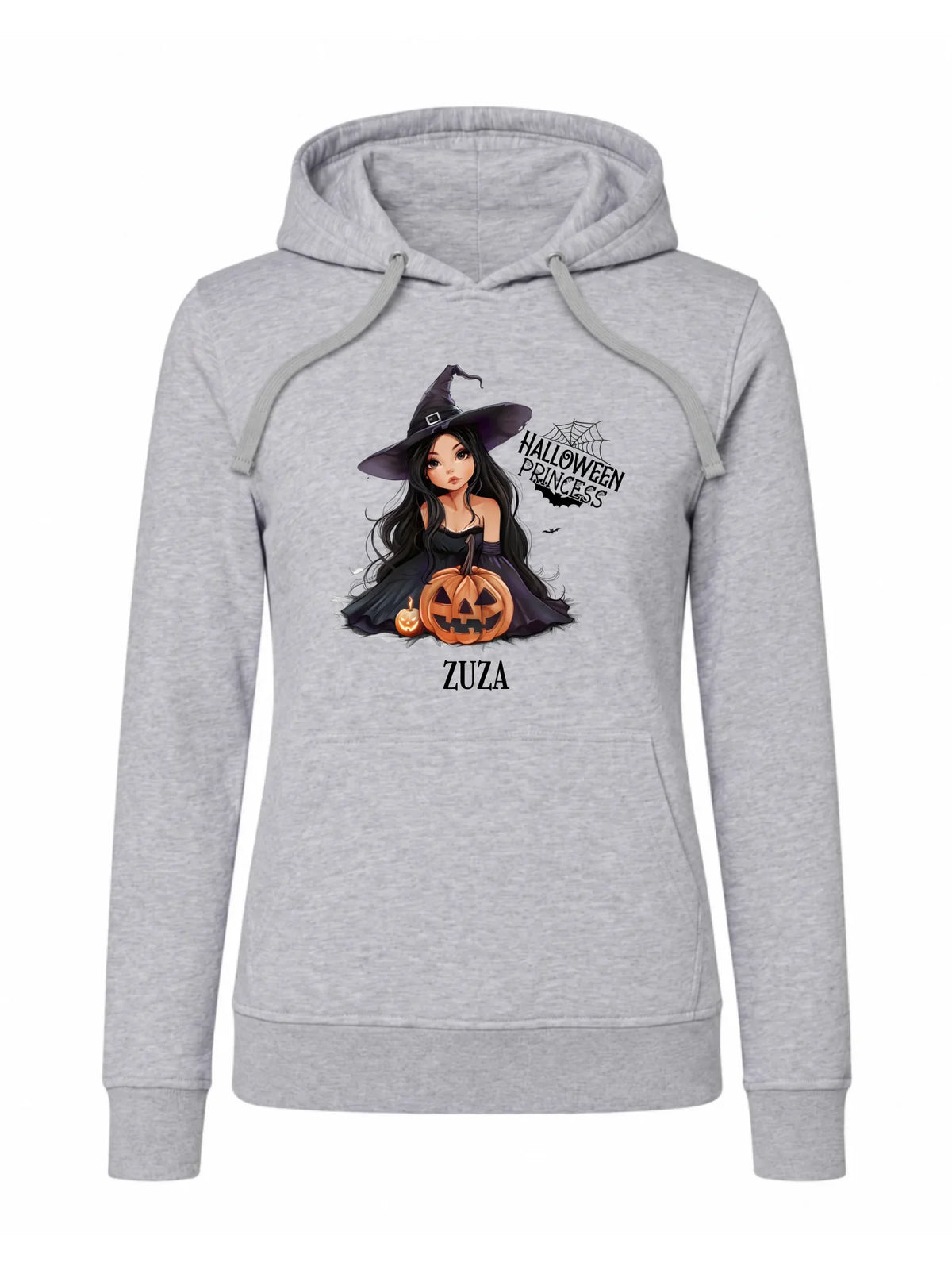 Bluza damska z kapturem halloweenowa - Czarownica z dynią - personalizowana HL10