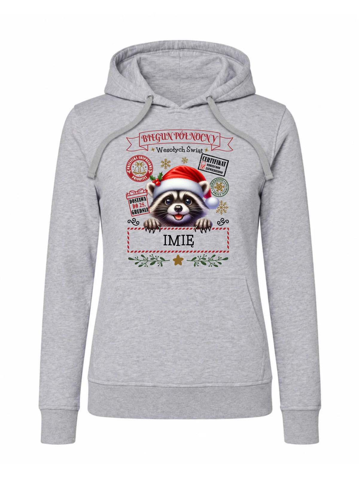 Bluza damska z kapturem świąteczna - Szop Paczka od Mikołaja - personalizowana BN145