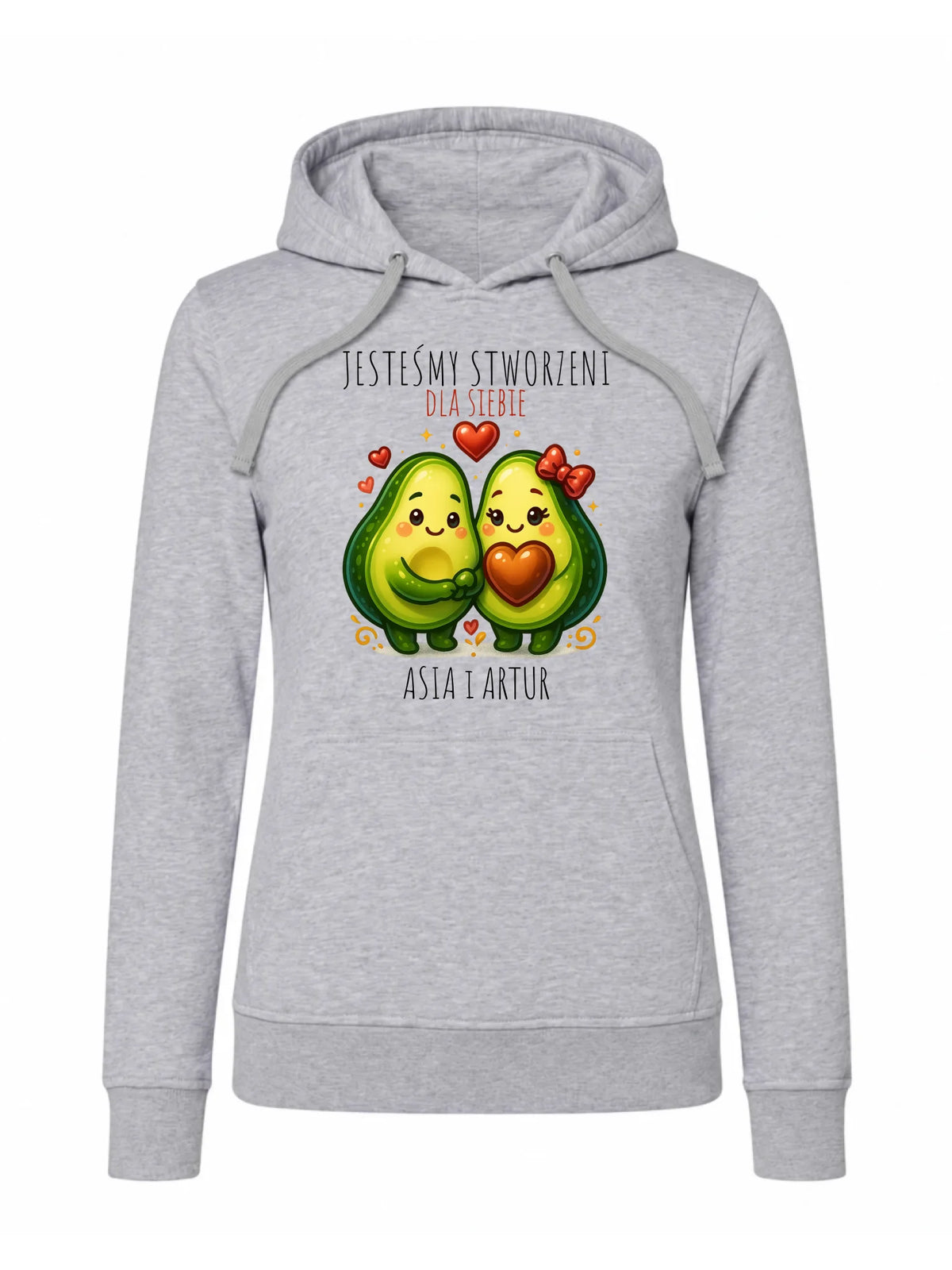 Bluza damska z kapturem - Awokado Stworzeni dla siebie - personalizowana W91