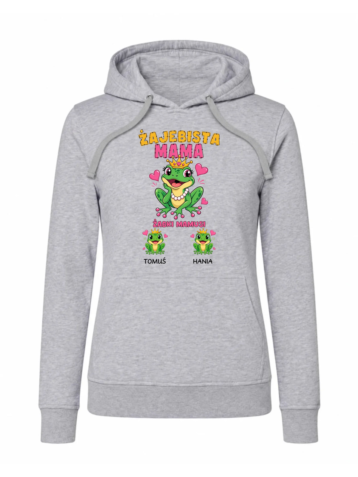 Bluza z kapturem dla mamy z imionami dzieci - Żabki Mamusi - personalizowana DM54