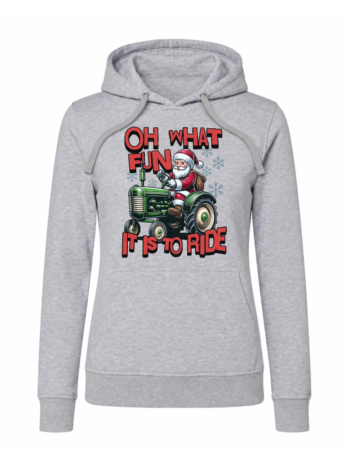 Bluza damska z kapturem świąteczna - Mikołaj na traktorze - Oh what fun BN48