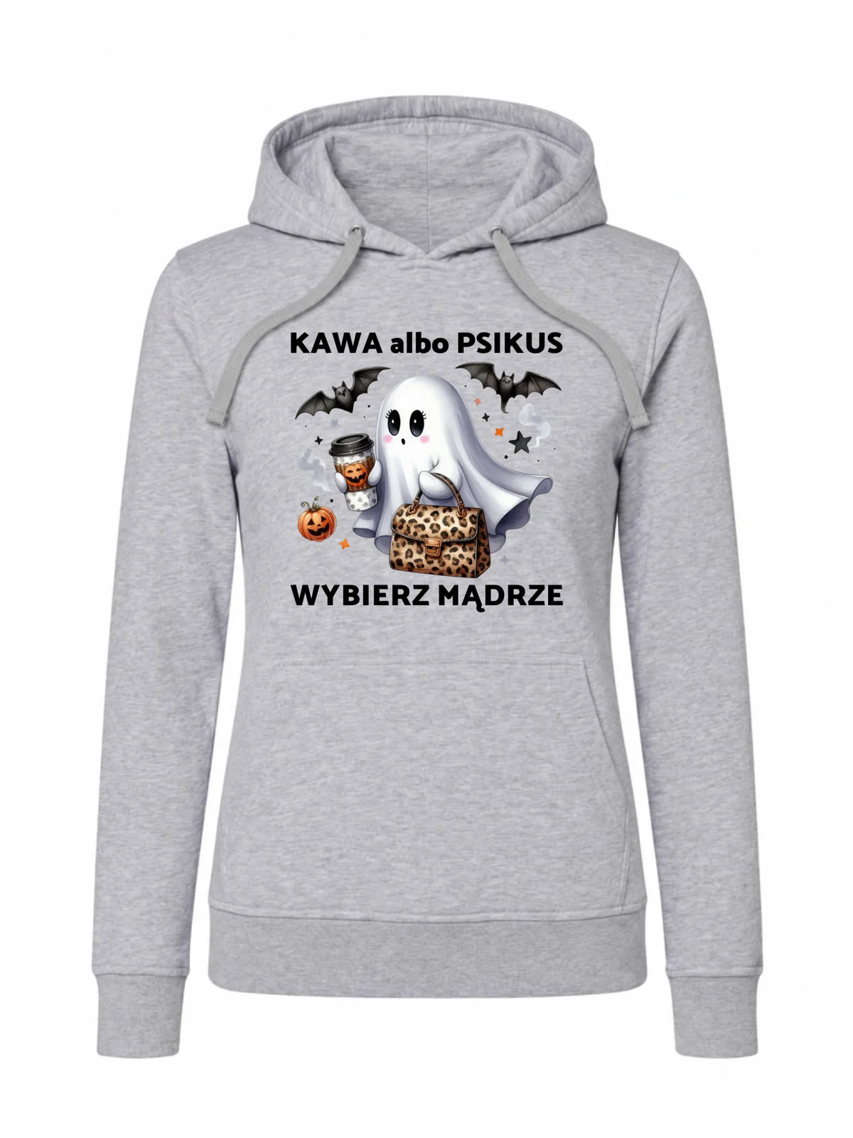 Bluza damska z kapturem halloweenowa - Duch - Kawa albo psikus HL07