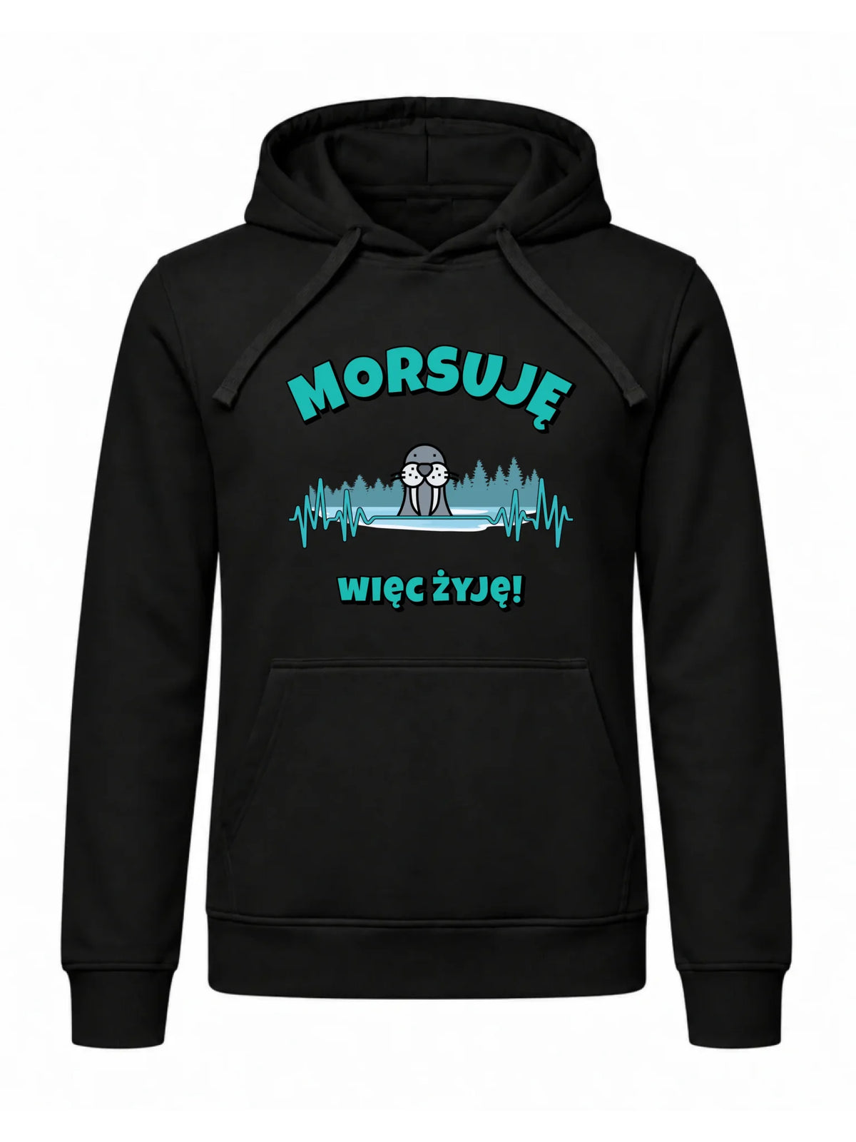 Bluza męska z kapturem - prezent dla morsa - Morsuję więc żyję - Mors HM02