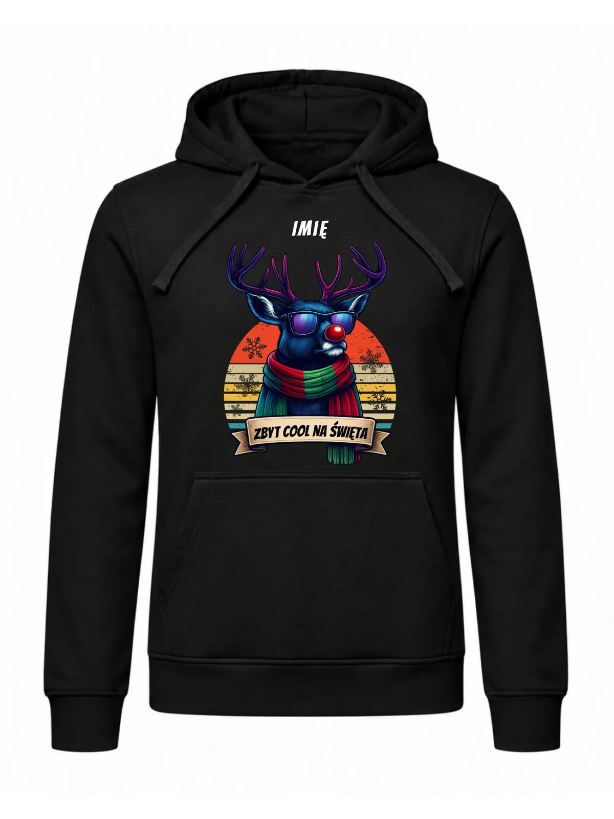 Bluza męska z kapturem świąteczna z reniferem - Zbyt cool na święta - personalizowana BN128