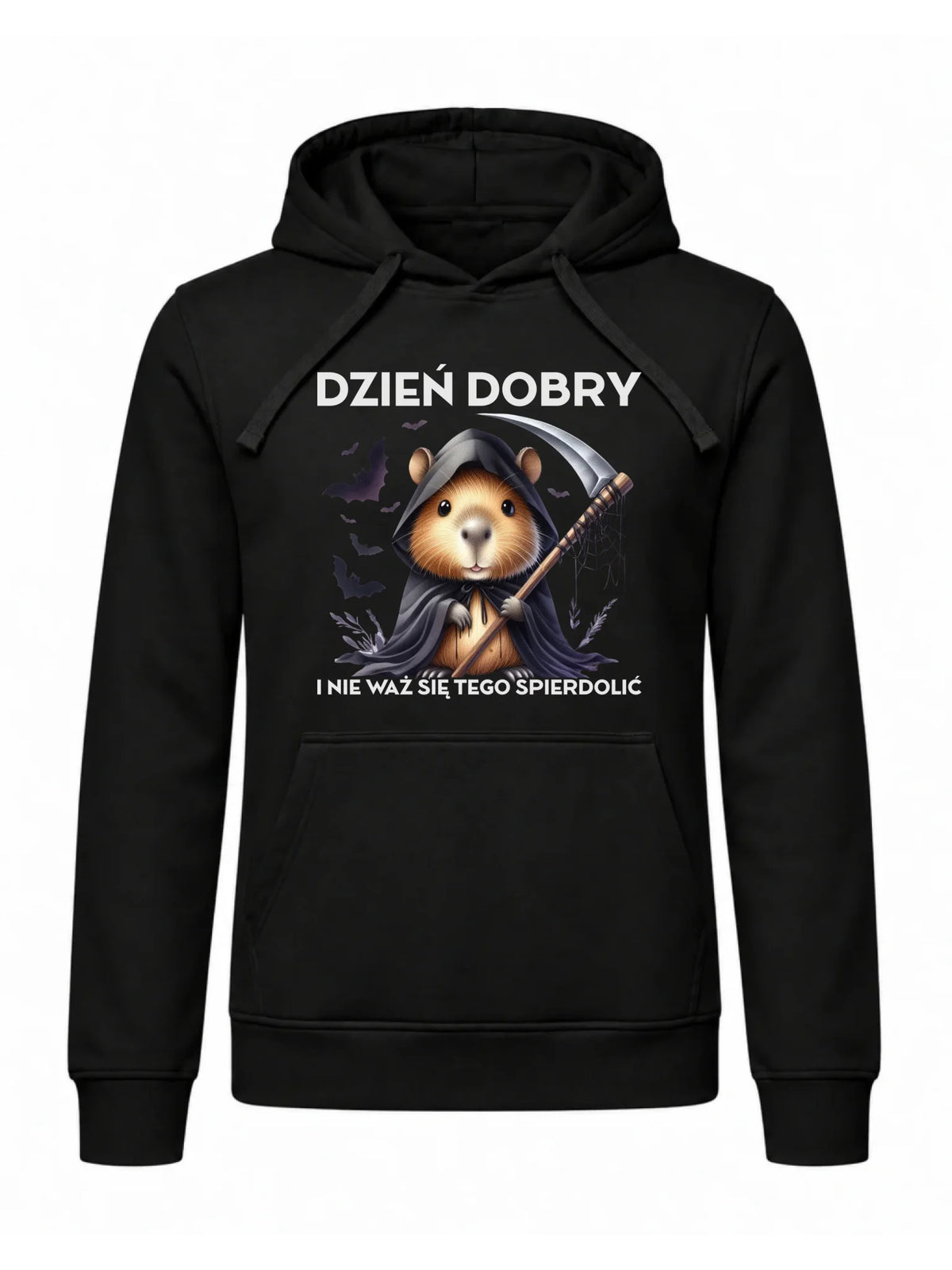Bluza męska z kapturem na halloween - Kapibara Żniwiarz - Dzień dobry - bez cenzury HL20