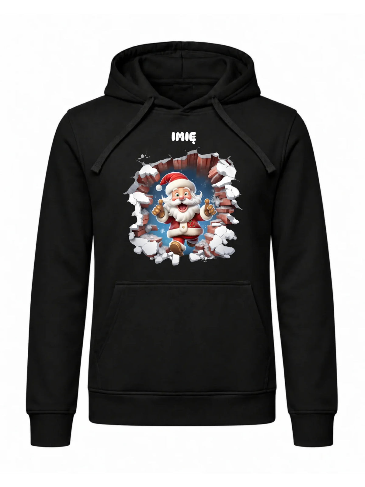 Bluza męska z kapturem świąteczna - Mikołaj 3D - personalizowana BN83