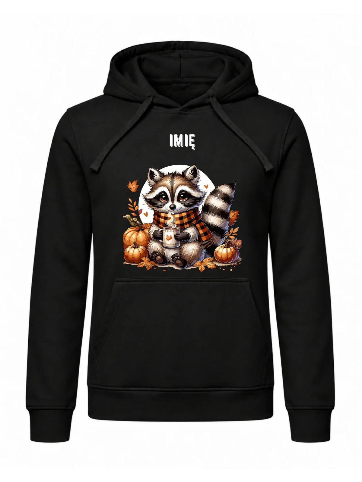 Bluza męska z kapturem jesienna – Szop z kawą i dyniami - personalizowana JS16