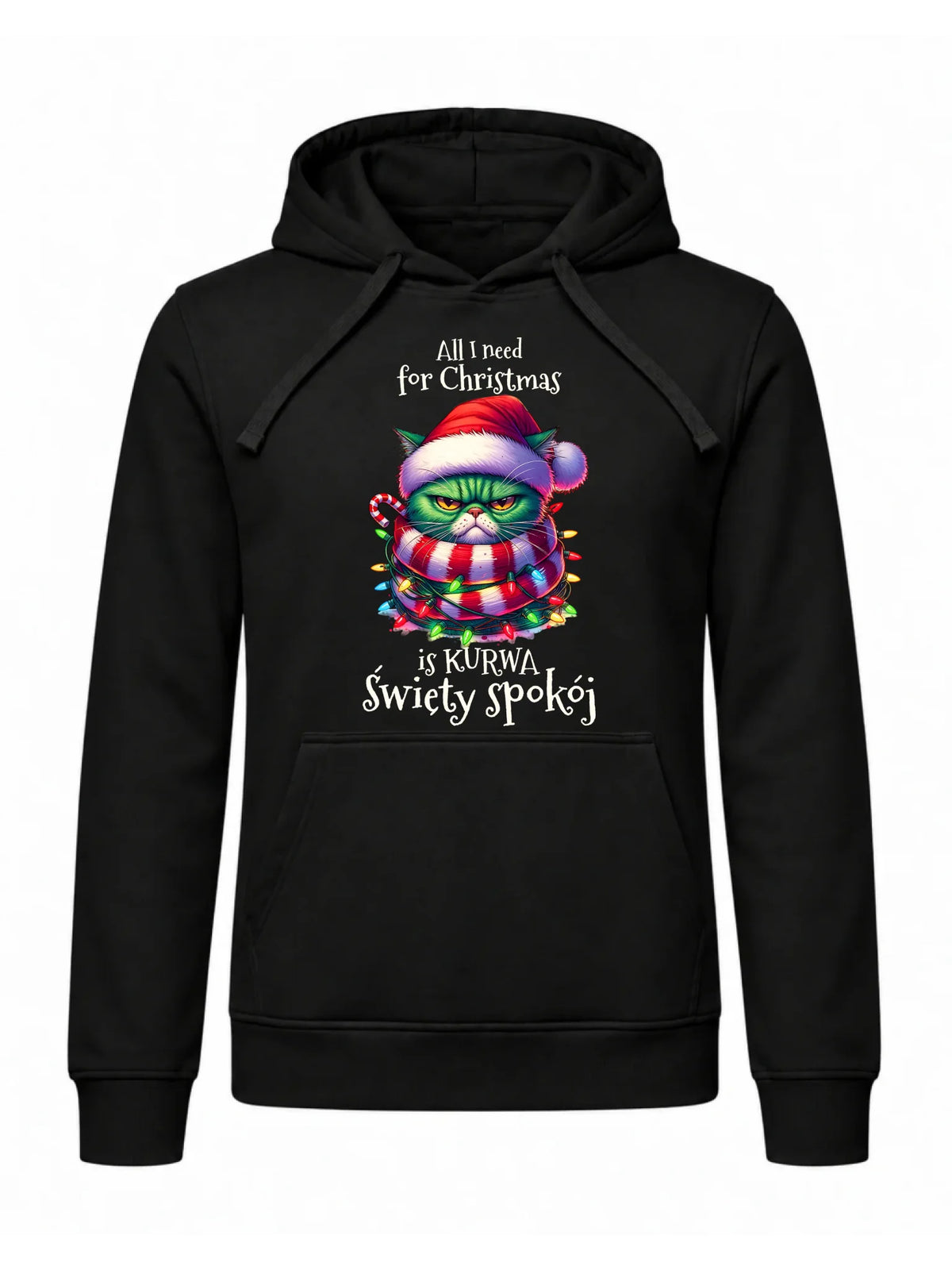 Bluza męska z kapturem świąteczna - All I need for Christmas is ku*wa święty spokój - bez cenzury BN101