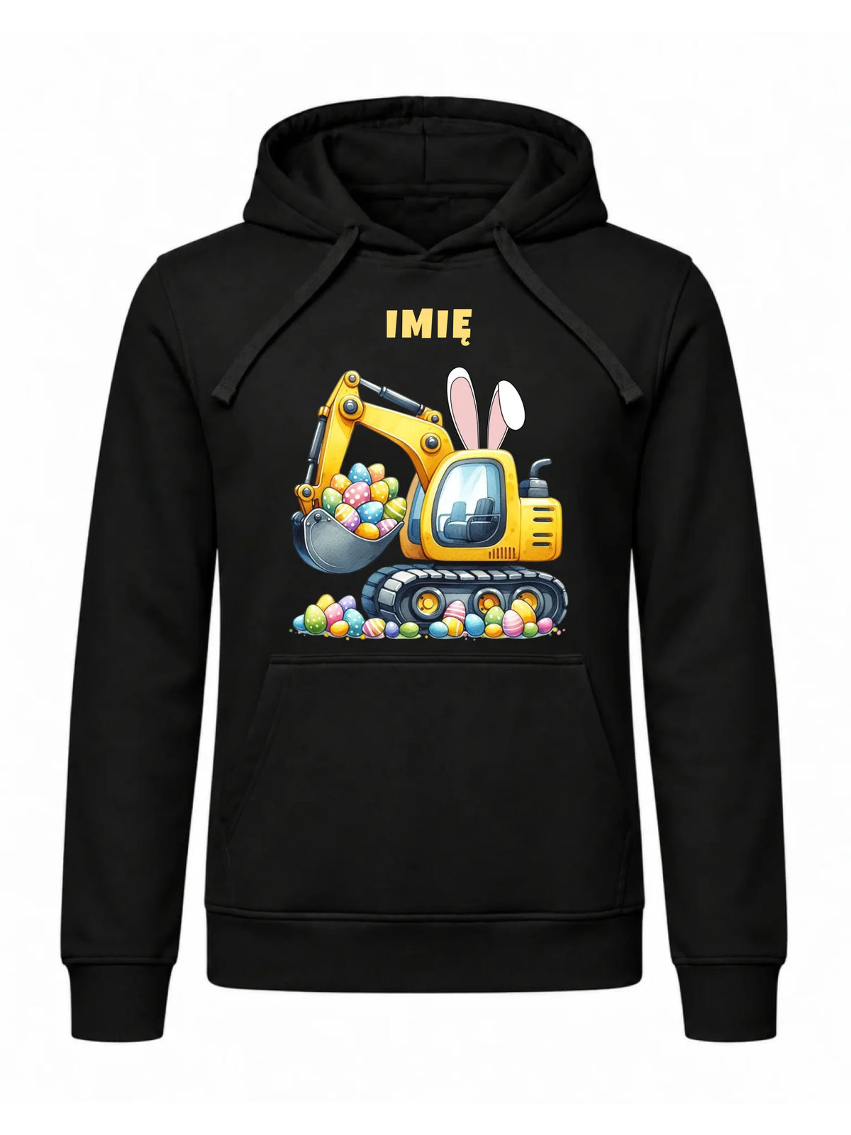 Bluza męska z kapturem na Wielkanoc - Koparka z pisankami - personalizowana WN17