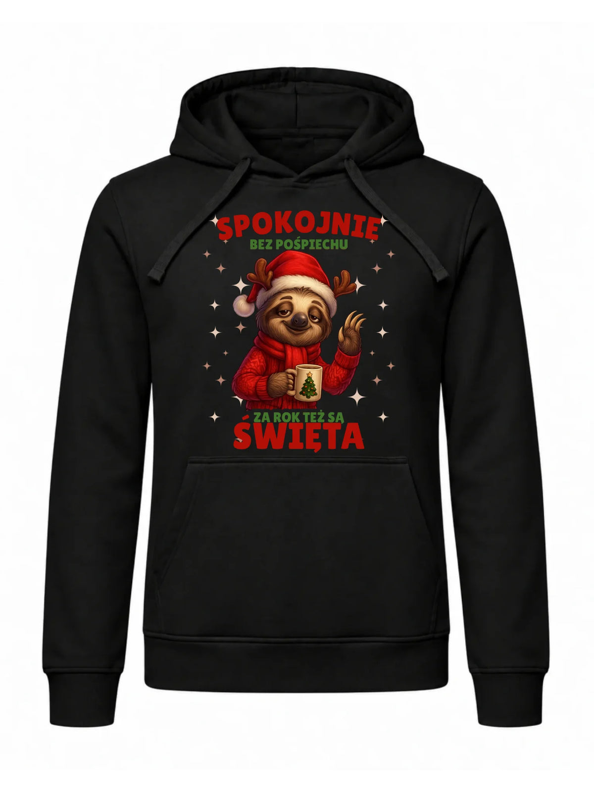 Bluza męska z kapturem świąteczna - Leniwiec Za rok też są święta BN92