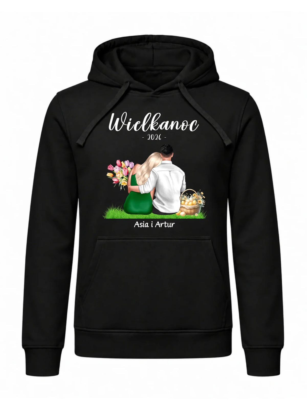Bluza męska z kapturem na Wielkanoc dla par - personalizowana WN36