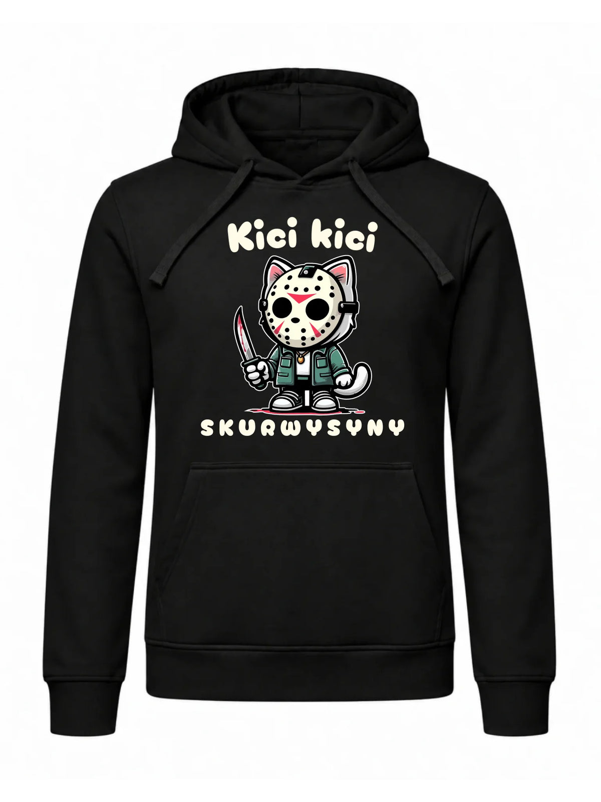 Bluza męska z kapturem na Halloween - Kici kici sk*rwysyny - bez cenzury HL28