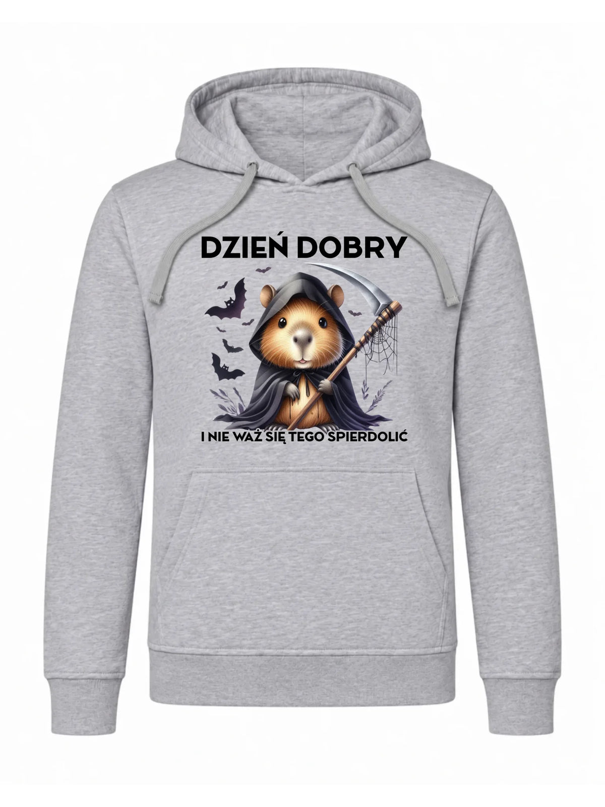 Bluza męska z kapturem na halloween - Kapibara Żniwiarz - Dzień dobry - bez cenzury HL20