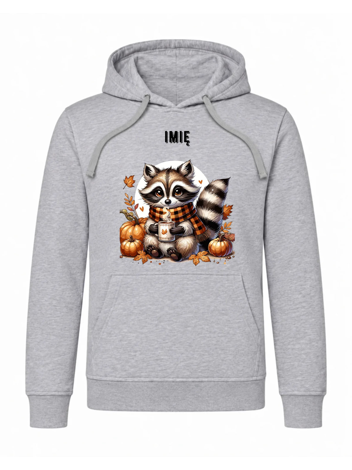Bluza męska z kapturem jesienna – Szop z kawą i dyniami - personalizowana JS16