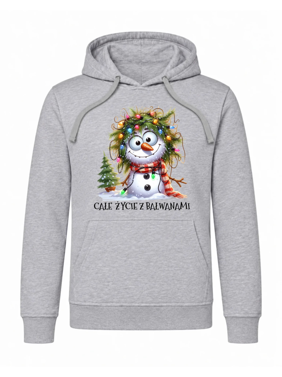 Bluza męska z kapturem świąteczna - Całe życie z bałwanami BN125