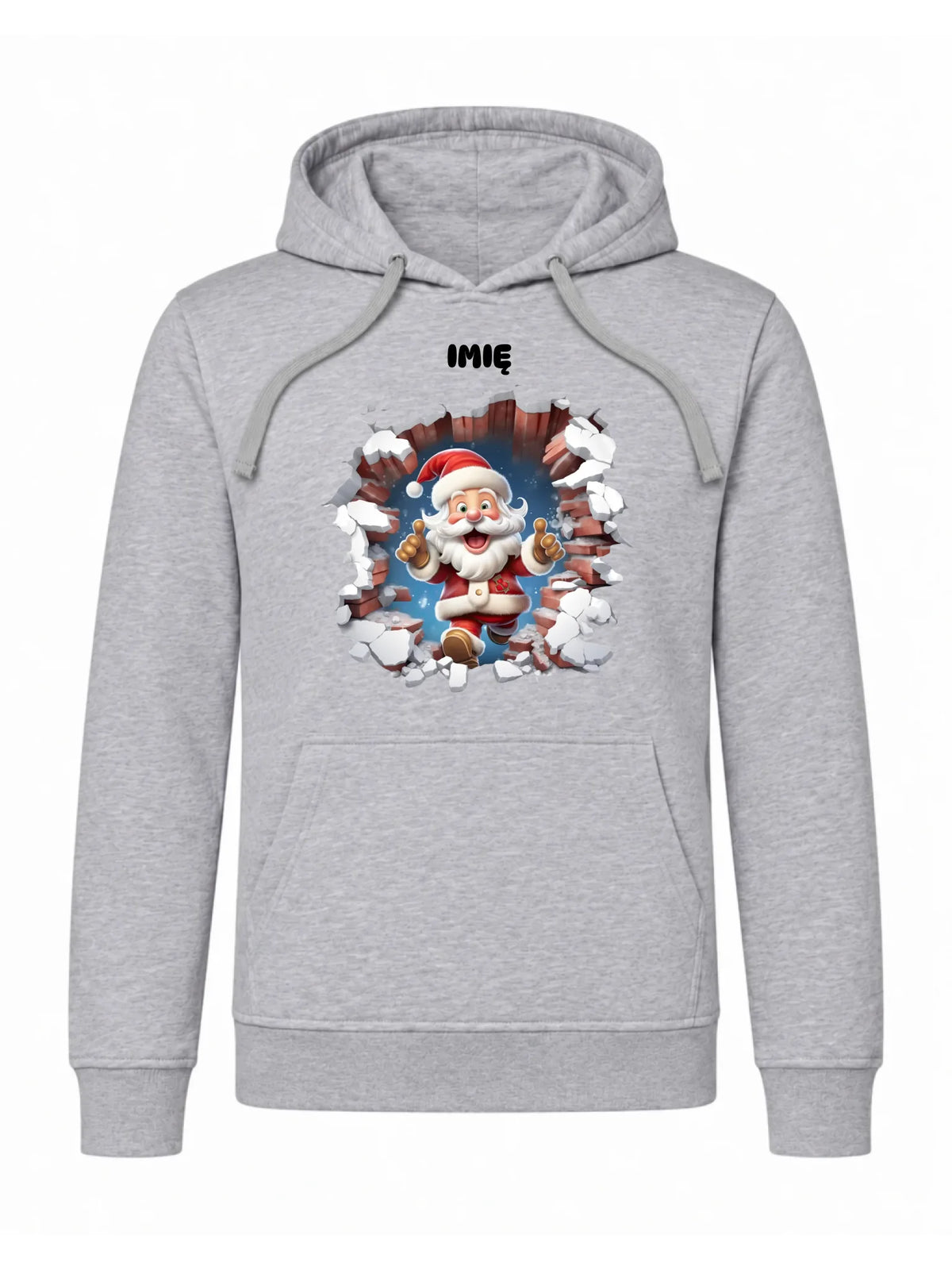 Bluza męska z kapturem świąteczna - Mikołaj 3D - personalizowana BN83