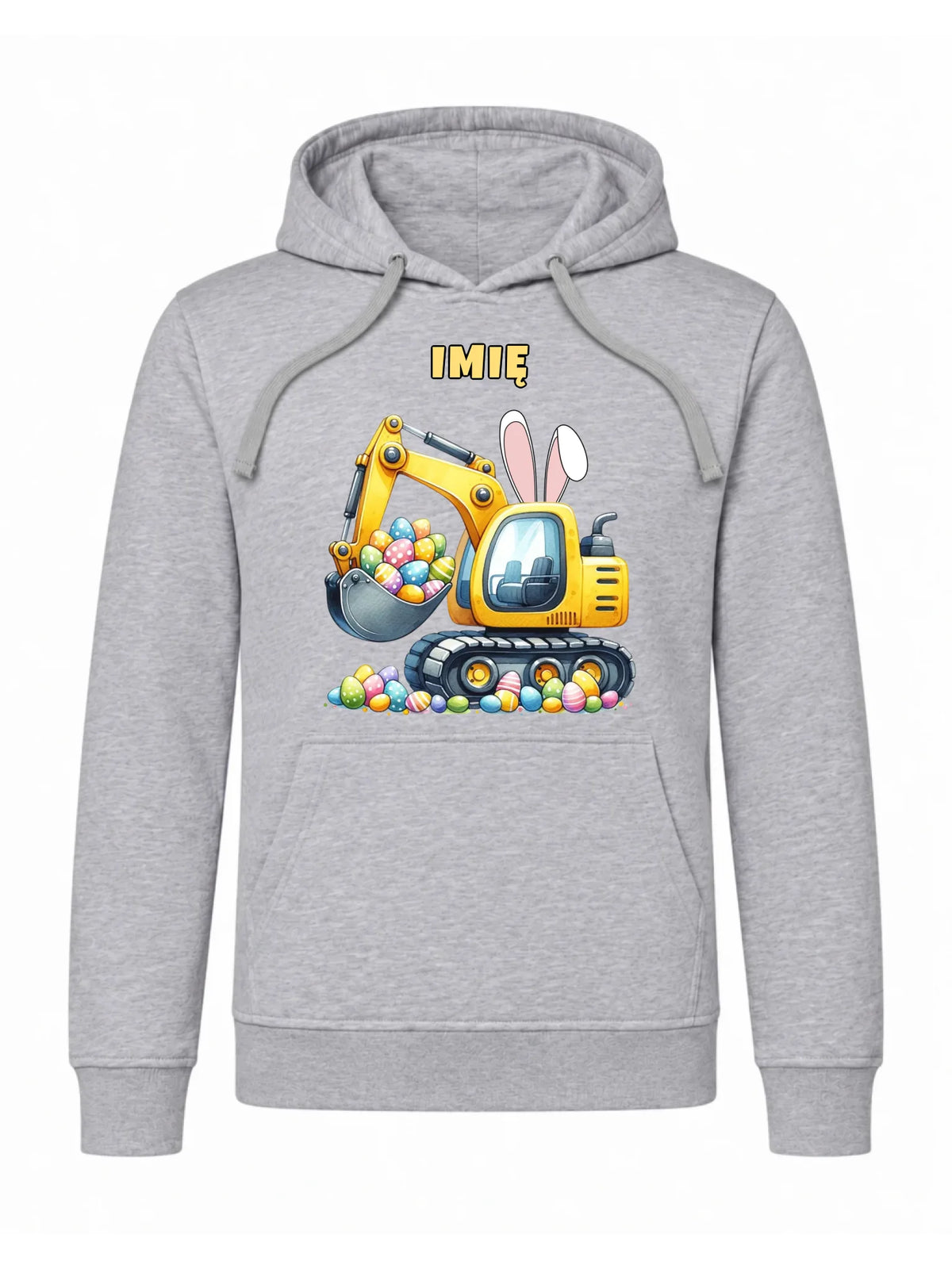 Bluza męska z kapturem na Wielkanoc - Koparka z pisankami - personalizowana WN17