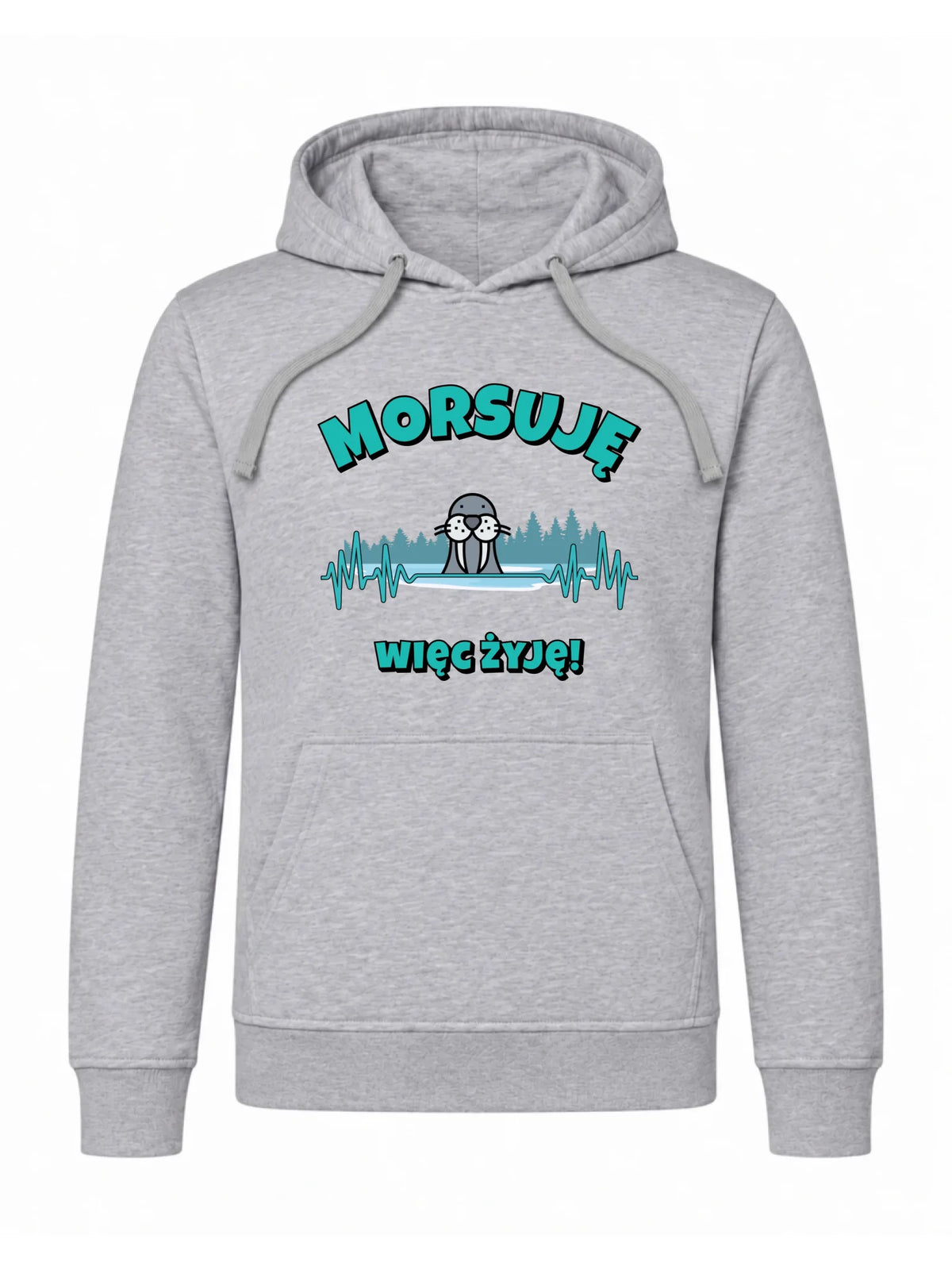 Bluza męska z kapturem - prezent dla morsa - Morsuję więc żyję - Mors HM02