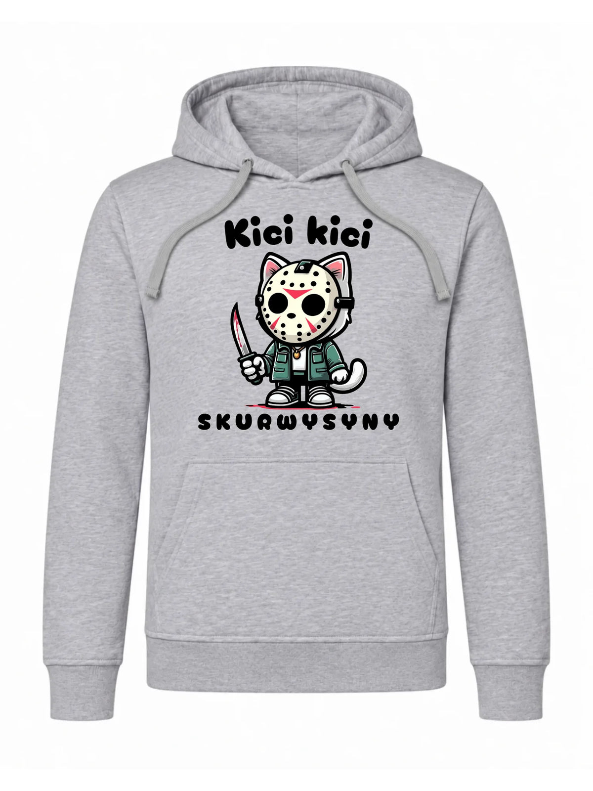 Bluza męska z kapturem na Halloween - Kici kici sk*rwysyny - bez cenzury HL28