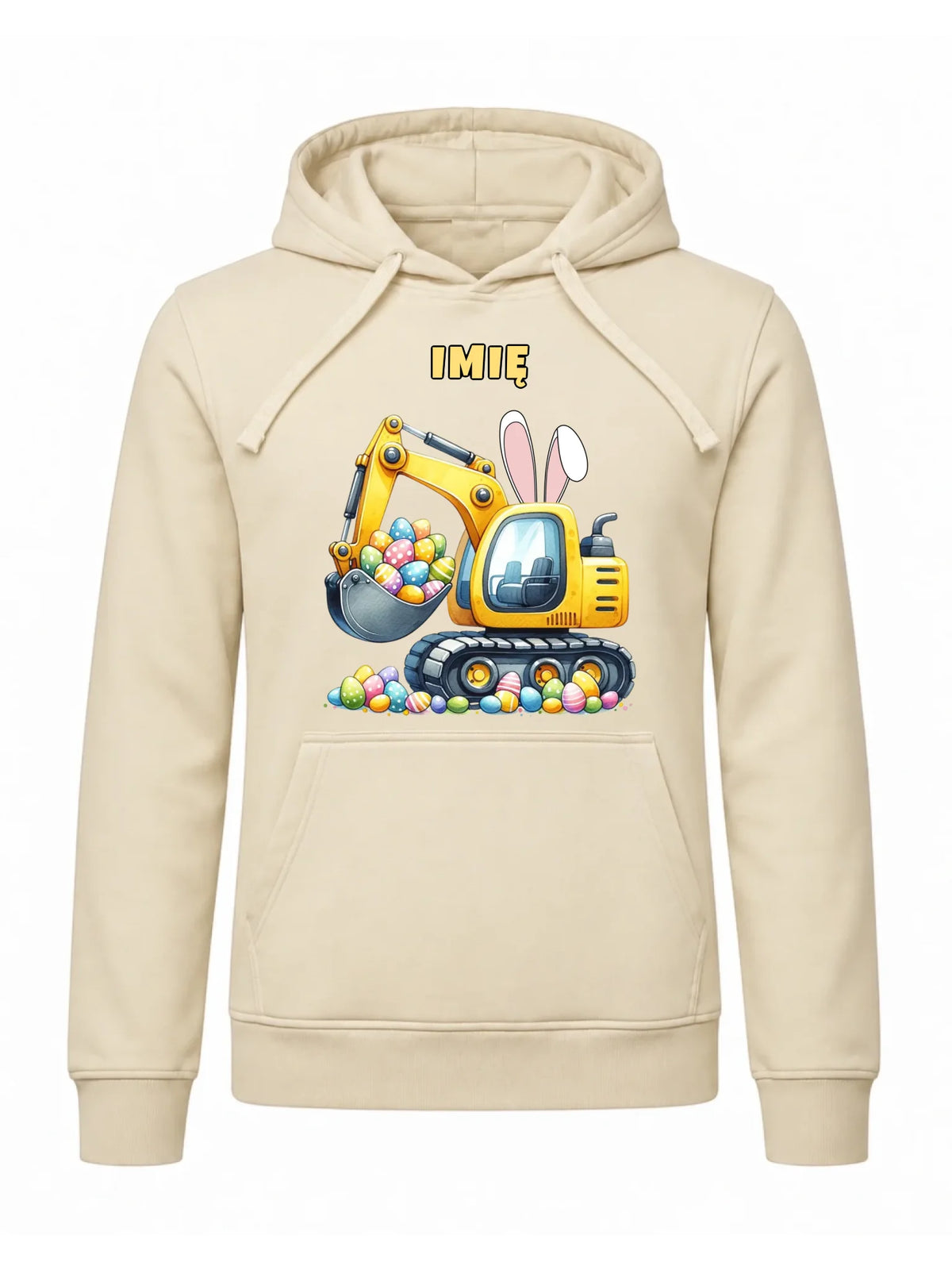 Bluza męska z kapturem na Wielkanoc - Koparka z pisankami - personalizowana WN17
