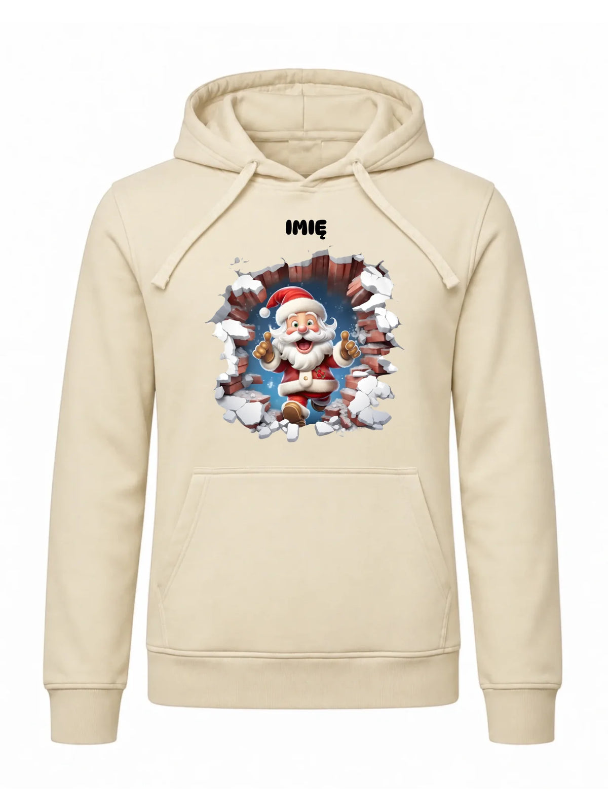 Bluza męska z kapturem świąteczna - Mikołaj 3D - personalizowana BN83