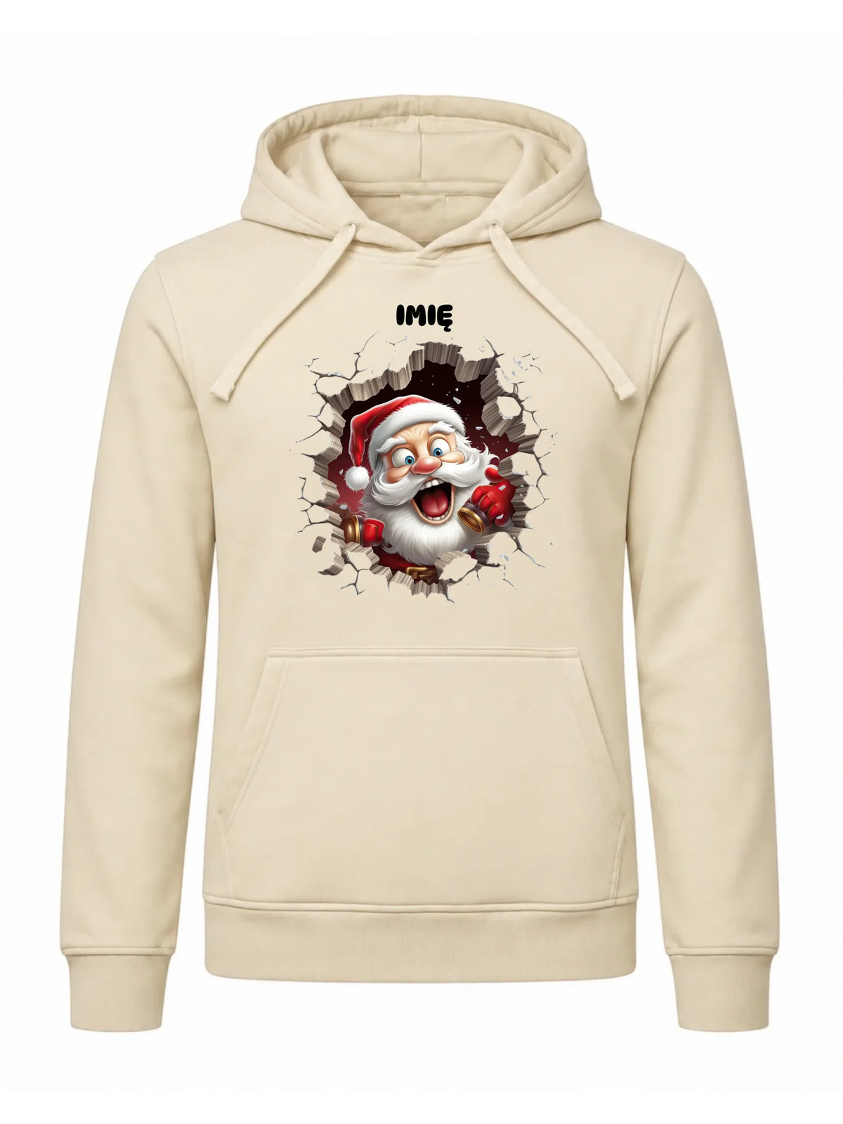 Bluza męska z kapturem świąteczna - Mikołaj 3D - personalizowana BN85