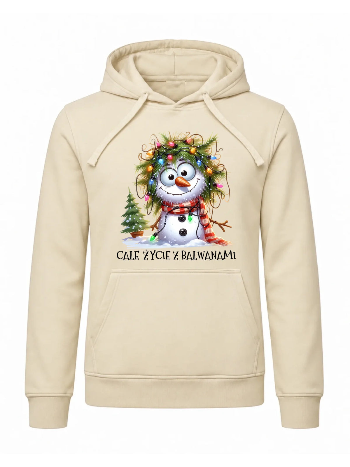 Bluza męska z kapturem świąteczna - Całe życie z bałwanami BN125