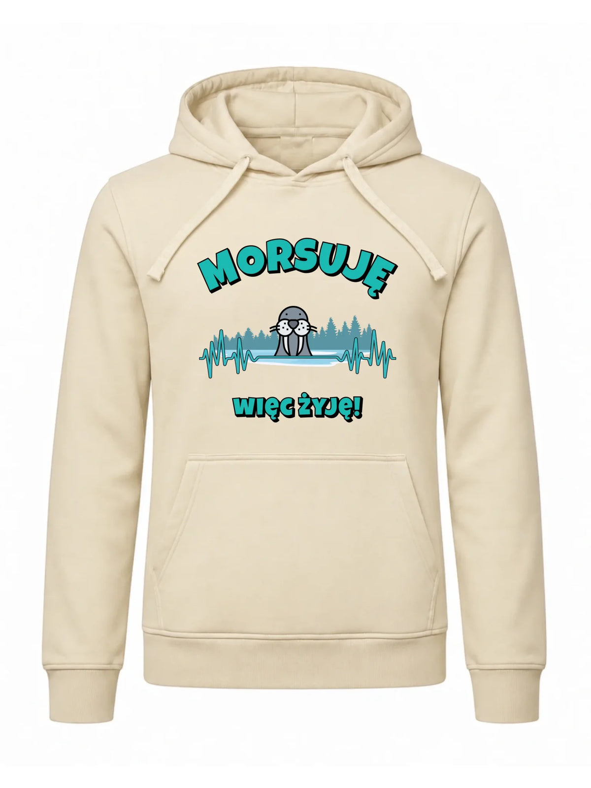 Bluza męska z kapturem - prezent dla morsa - Morsuję więc żyję - Mors HM02